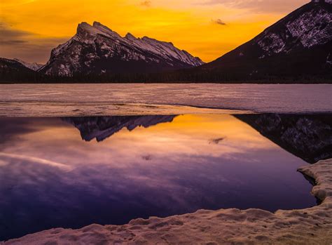 Vermillion Lakes Vibrant Winter Sunrise Vermillion Lakes Winter