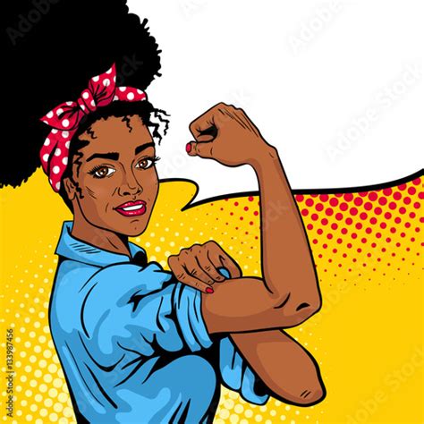 We Can Do It Poster Pop Art Sexy Strong African Girl With Speech