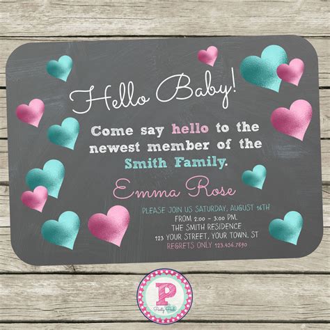 Hello Baby Invitations For A Meet The Baby Party Chalkboard