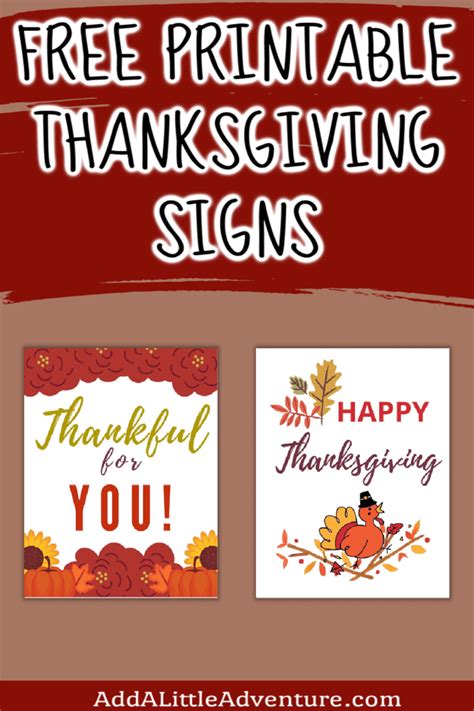 Thanksgiving Signs Printable Downloadable Pdf Add A Little Adventure