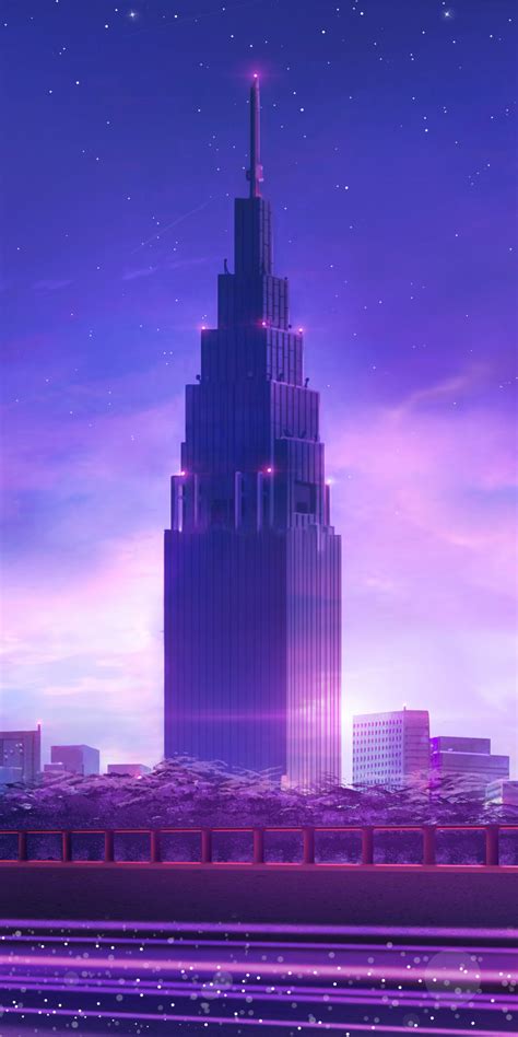 Download Wallpaper 1080x2160 Tower Fantasy Cityscape Digital Art