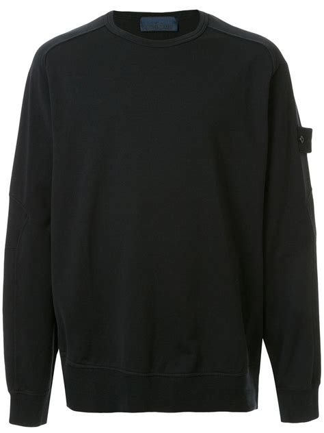 Stone Island Cotton Crew Neck Sweatshirt In Black For Men Lyst
