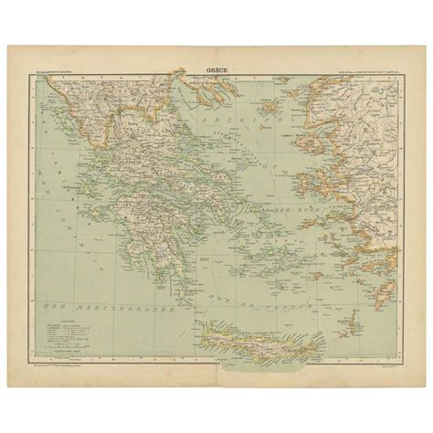 Antique Map Of Greece Titled Grèce Old Map Of Greece And Other Parts
