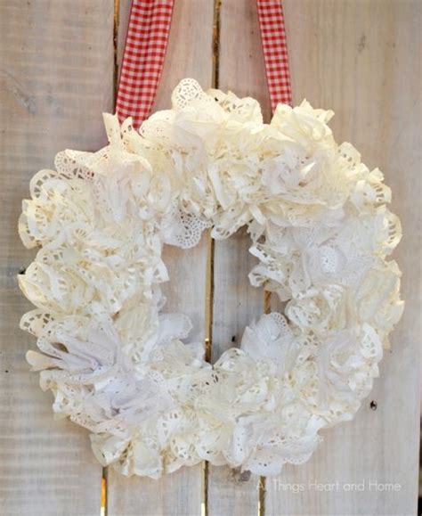 Easy Doily Wreath All Things Heart And Home Paper Doily Crafts