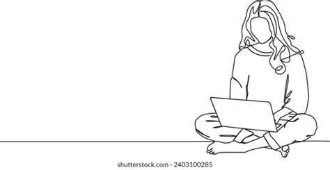Continuous Single Line Drawing Woman Sitting Stock Vector Royalty Free Shutterstock