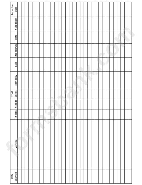 seed starting chart template printable