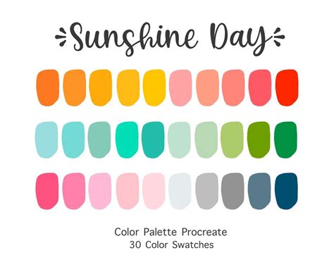 Procreate Color Palette Sunshine Day Color Swatches Etsy Color