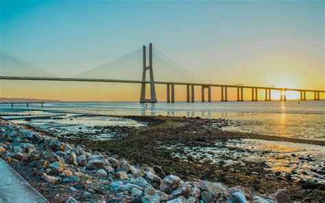 It is the longest bridge in the european union, and the second longest in all of europe after the crimean bridge with a total length of 12.3 kilometres. Vasco Da Gama Bridge Wallpapers Backgrounds