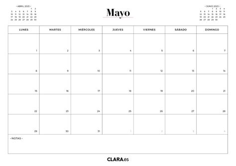 Calendario Mayo 2023 Para Imprimir En  Y Pdf Gratis