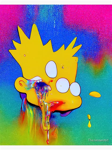Melting Of Bart Melties Psychedelic Pop Culture Digital Art Sticker