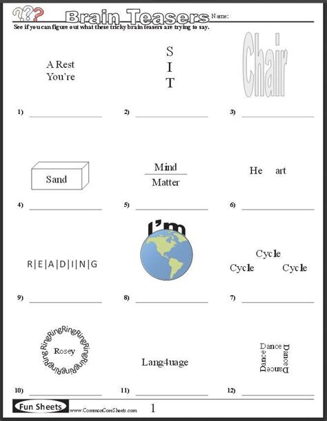 Free brain teaser printables~ four free worksheets that will keep your students' brains engaged