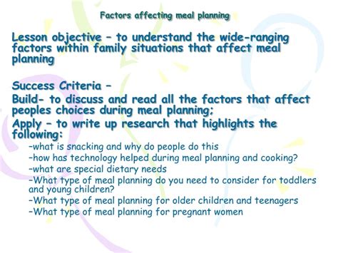 Ppt Factors Affecting Meal Planning Powerpoint Presentation Free