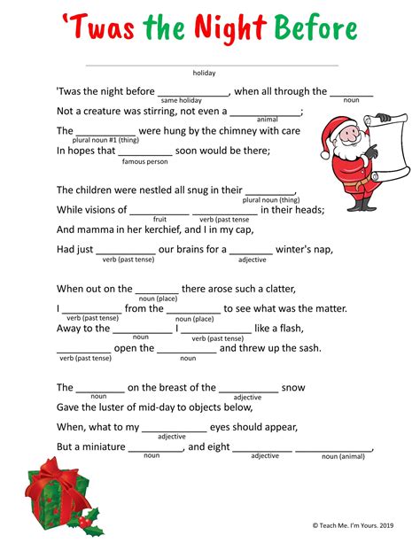 Christmas mad libs printable free
