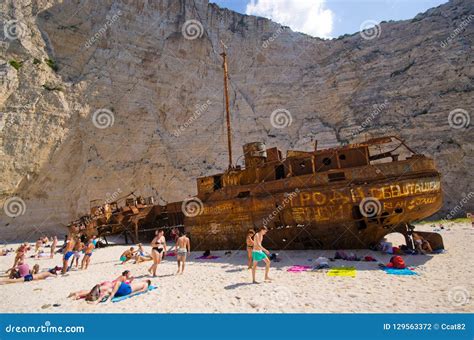 Navagio Beach Zakynthos Panorama With Shipwreck And Turqoise Sea