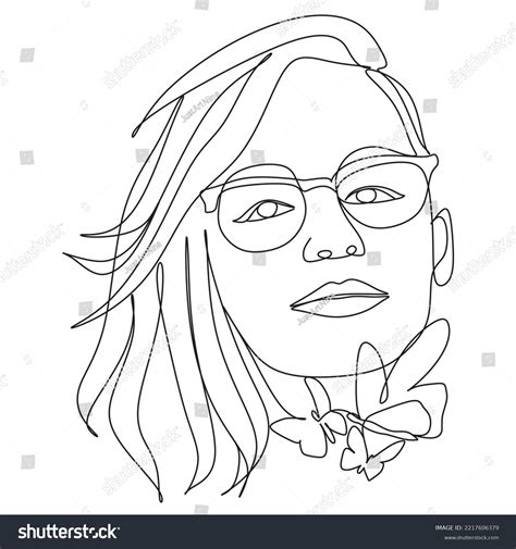 미녀의 얼굴을 그린 연속선 젊은 여성 스톡 벡터로열티 프리 2217606379 Shutterstock