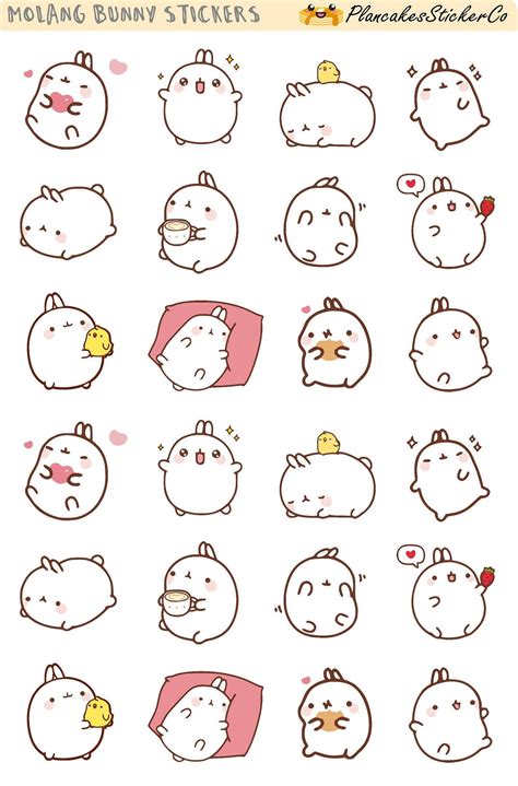 Molang Bunny Stickers Bunny Stickers Animal Stickers Rabbit Etsy