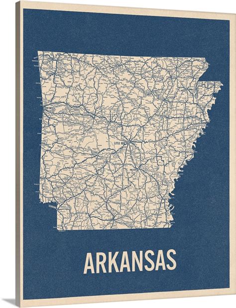 Vintage Arkansas Road Map 2 Wall Art Canvas Prints Framed Prints
