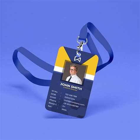 Blue Graphic Employee Id Card Template Royalty Free Vector Imagesee