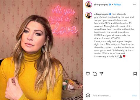 Ellen Pompeo Sends Message On Instagram To Grey S Anatomy Fans Ahead
