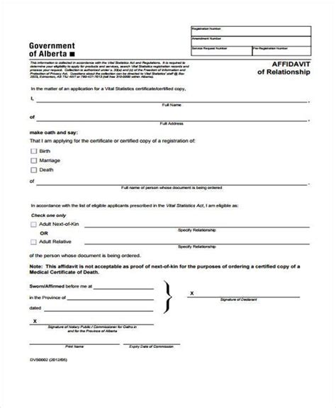 Free 8 Sample Relationship Affidavit Forms In Pdf Ms Word
