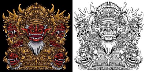 Barong Balinese Mask Vector Illustration In Detailed Style 11668008
