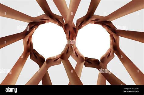 Group Unity And Diversity Partnership As Hands In A Group Of Diverse