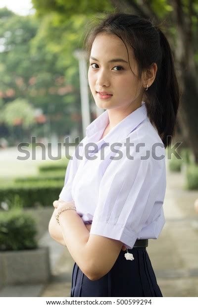 Portrait Thai High School Student Uniform Stock Photo 500599294