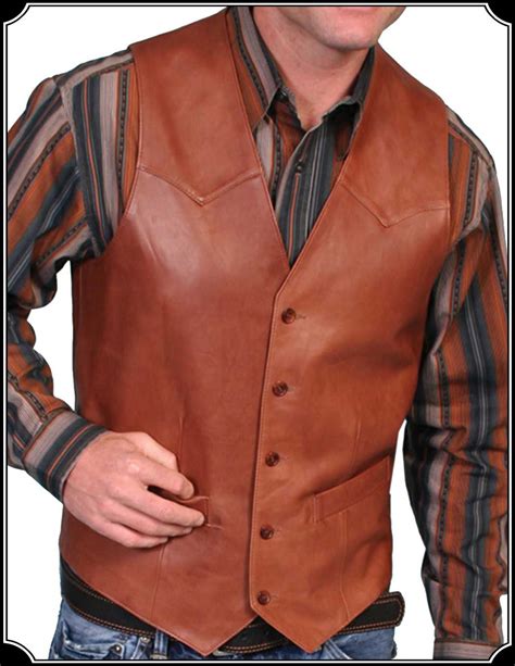Classic Cowboy Style Leather Vest From Scully In Leather Vest