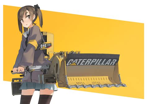 Wallpaper Anime Girls Construction Vehicles Original Characters