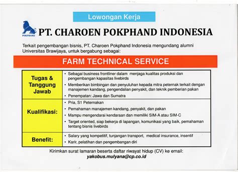 Lowongan Pt Charoen Pokphand Indonesia Fakultas Peternakan