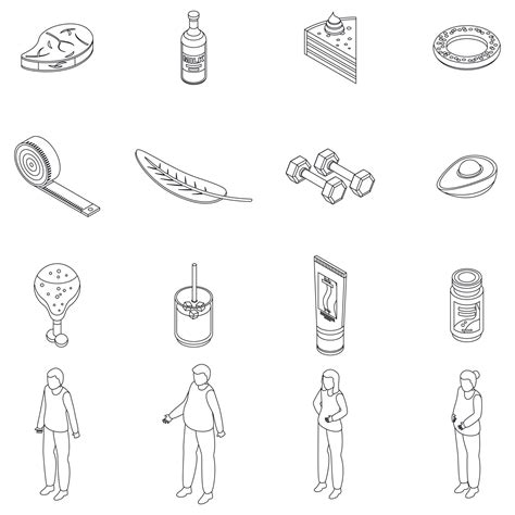 Slimming Icons Set Vector Outline 12321919 Vector Art At Vecteezy