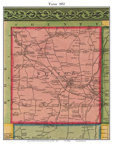 Also contact local town clerks. Victor, New York 1852 Old Town Map Custom Print - Ontario ...