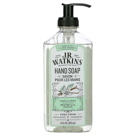 J R Watkins Hand Soap Vanilla Mint 11 Fl Oz 325 Ml
