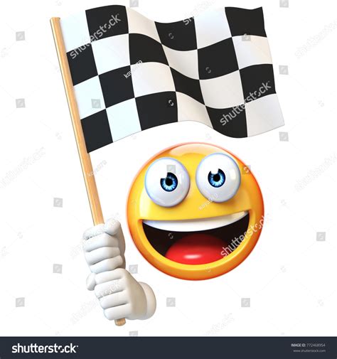 Emoji Holding Finish Flag Emoticon Waving стоковая иллюстрация