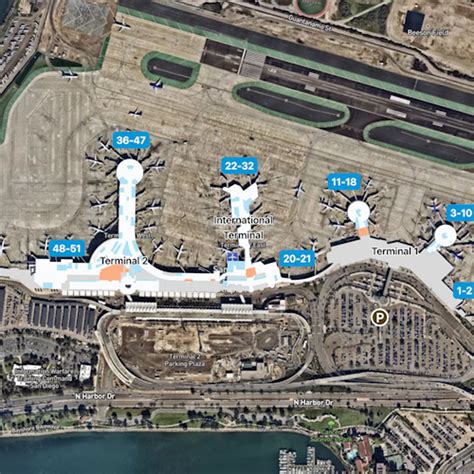 San Diego Airport Map San Terminal Guide