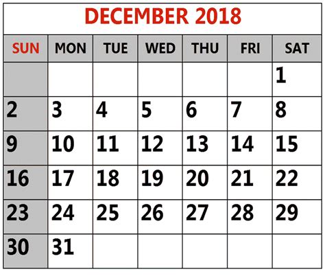 December 2018 Excel Printable Calendar September Calendar Printable