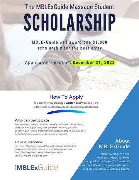 Massage Therapy Scholarship Fall 2023 Mblex Guide