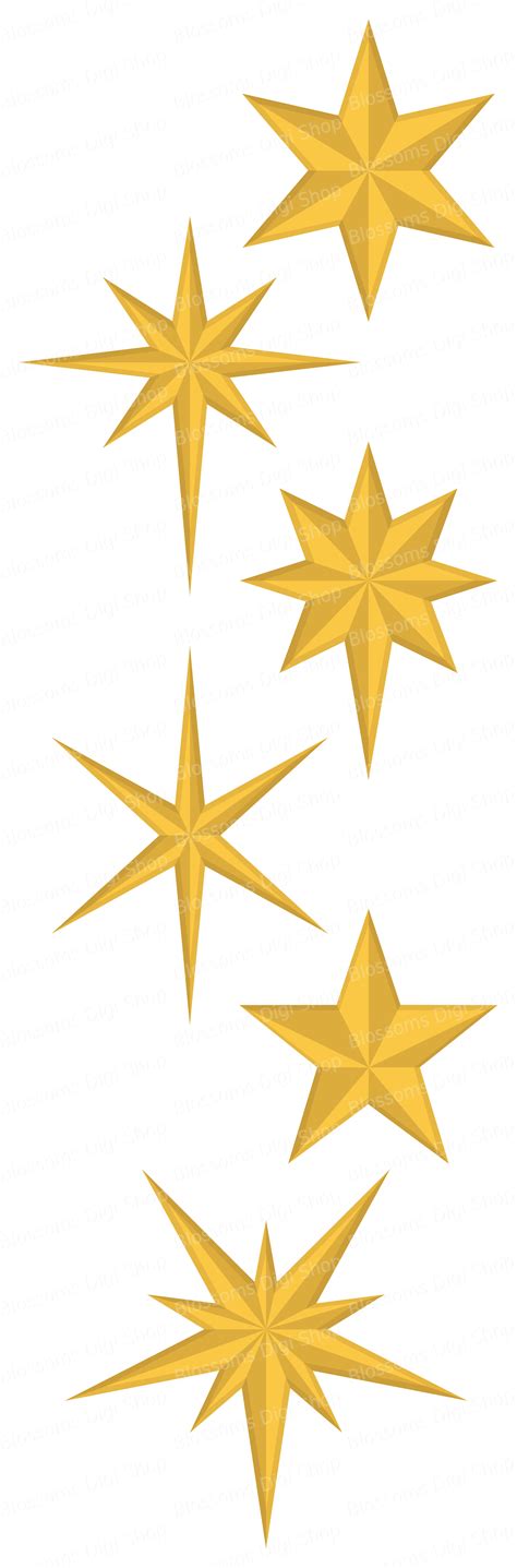 Christmas Stars Clipart Gold Star Clipart Star Elements Etsy Uk