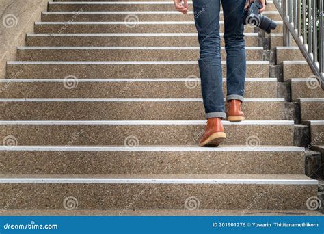 Man Standing On The Stairs Stock Photo Image Of Climbing People