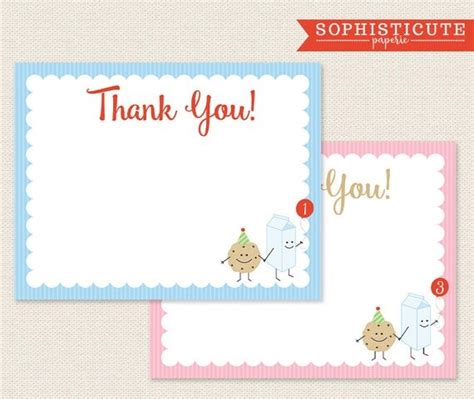 Printable Thank You Note Milk And Cookies Thank You Card