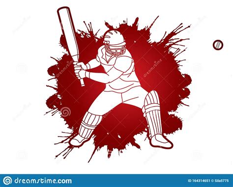 Caricature Daction Du Joueur De Cricket Illustration De Vecteur