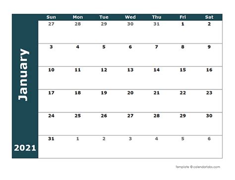 2021 Monthly Blank Calendar Free Printable Templates