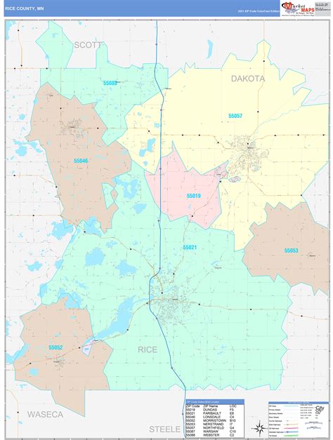 Rice County Mn Wall Map Color Cast Style By Marketmaps