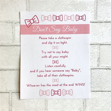 Dont Say Baby Sign Instant Printable Digital Download Baby Etsy