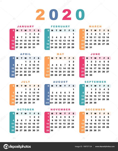 Calendario 2020 Com Semanas Calendario 2019 Gambaran