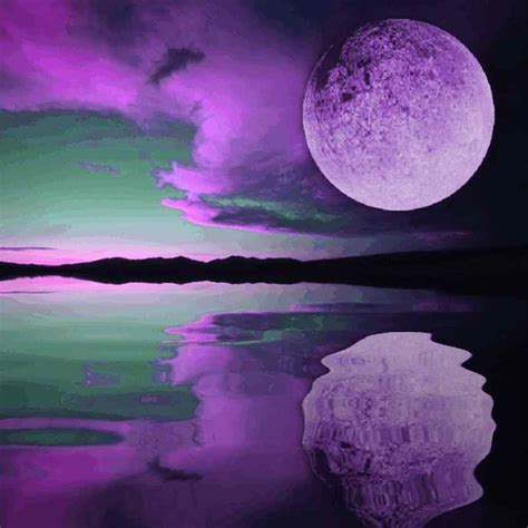 Purple Purple Sky Beautiful Moon Sunset Background