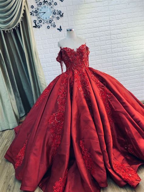 Luxurious Taffeta Red And Gold Beaded Crystals Ball Gown Weddingprom