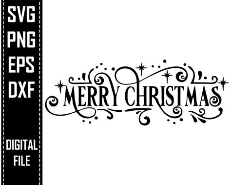 Merry Christmas Svg Christmas Eps Digital Cut File Winter Dxf Etsy