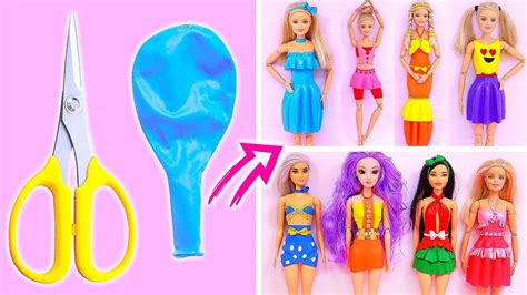 👗 Diy Barbie Dresses With Balloons Easy No Sew Clothes For Barbies Barbie Doll Hacks 👗 Youtube