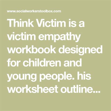Think Victim Is A Victim Empathy Workbook Designed For